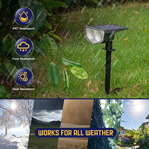 Kyosho Solar Outdoor Lights Waterproof IP67, 38 LEDs Solar Spot Lights Outdoor, 2-in-1 Landscape Spotlight with 3 Modes for Lawn, Pathway, Yard, Pool, 4 Pack - Image 4