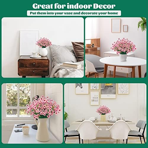 24 Pcs Artificial Flowers for Outdoor, Plastic Fake Flowers Decor, Pink - Image 5