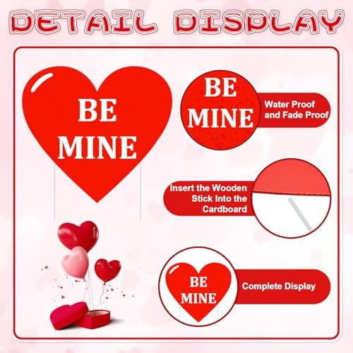 10-Piece Valentine Heart Yard Signs with Stakes Decorations – Assorted Red Heart Messages 12 Inches Large Outdoor Valentine Sweetheart Signs for Lawn, Garden, Driveway, and Romantic Party Décor - Image 3
