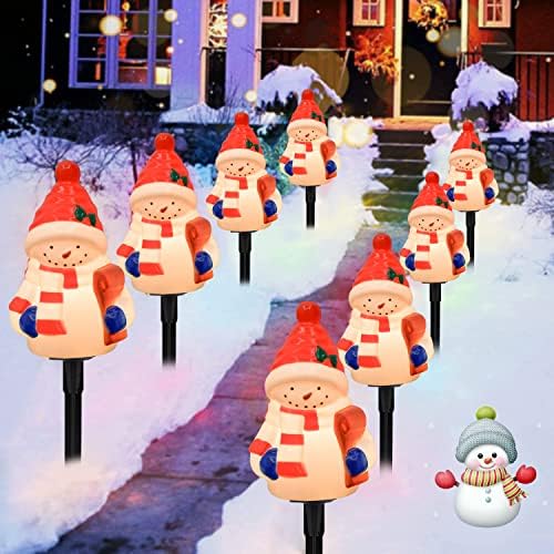 Christmas Snowman Pathway Stakes Lights 7Ft C7 Outdoor Landscape String Light with 4 Snowman Driveway Markers(E12 Base 5w) for Patio Yard Garden Lawn Decoration 1 Pack, White - Image 5