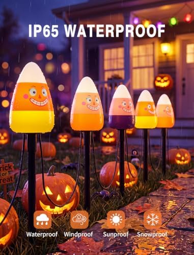 10.5FT Halloween Candy Corn Pathway Lights, 5PK Lighted up Candy Corn Decor - Image 5