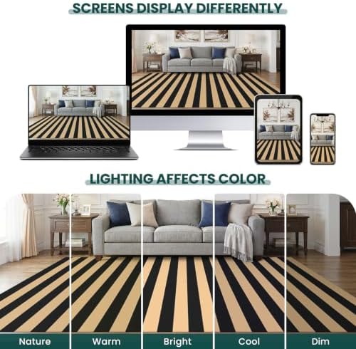 KOZYFLY Striped Rug 2x3 ft Brown and Black Woven Washable Stripes Doormat - Image 6