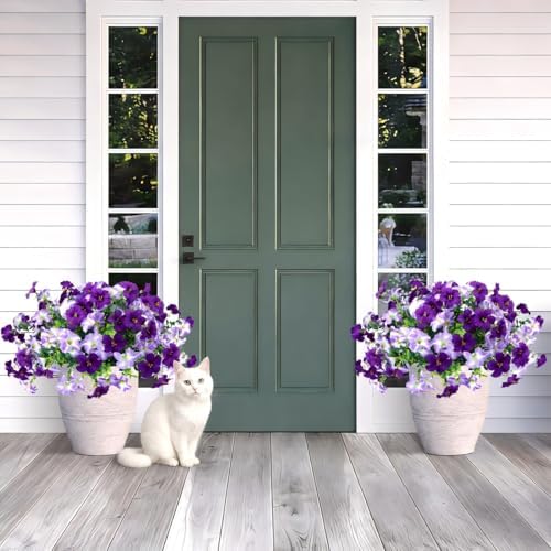 Artificial Petunia Flowers for Outdoor, 8 Bundles UV Resistant Faux Flowers - Image 4