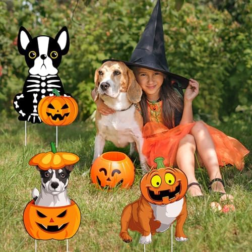 6 PCS Halloween Dog Decorations Cute Halloween Yard Sign with Stakes Dog Yard Decorations Halloween Yard Decorations Outdoor Signs - Image 6