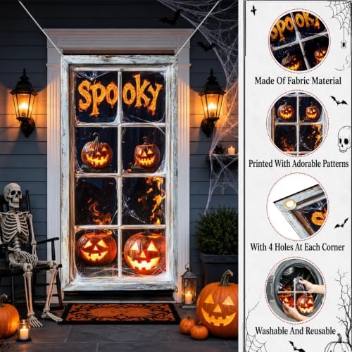 Halloween Door Cover, Fabric Front Door Porch Sign for Halloween Party - Image 3