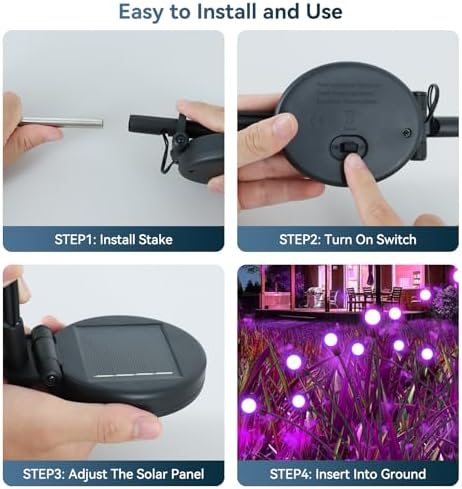Solar Garden Lights Outdoor Waterproof, 2 Pack 16 LED Swaying Firefly Lights Outdoor Decor Light for Pathway Party Christmas Decoration, Unique Gifts for Women, Purple - Image 6
