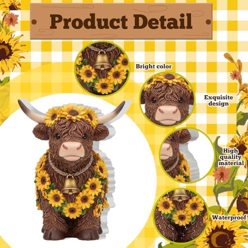 Tradder 6 Pcs Sunflower Highland Cow Table Decorations - Image 4