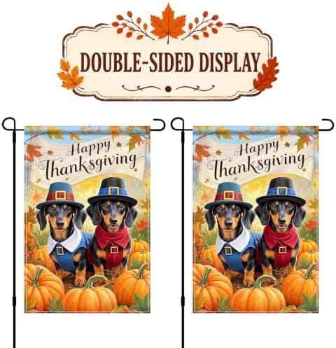 BlissYard Fall Dachshund Pilgrim Garden Flag 12x18 Inch Outdoor Decor - Image 4