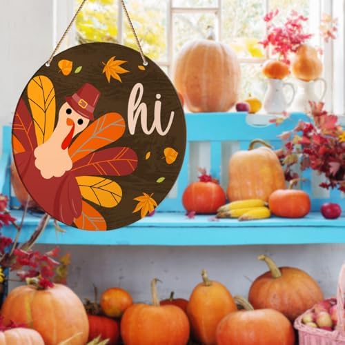 Thanksgiving Front Door Sign Decor, Thanksgiving Turkey Welcome Sign Decorations for Home Office Door Porch Rustic Fall Autumn Hanging Sign Wall Decor - Image 5