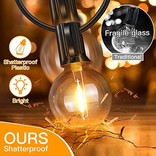 Ollny Outdoor String Lights, 25FT LED Patio Lights Waterproof Plug in - Image 2