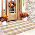 Fall Washable Outdoor Rug 3'x5'Khaki and White Layering Front Porch Rug by BUAGETUP