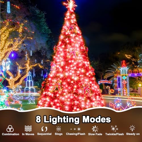 393 FT 1000 LED String Lights Outdoor Indoor, Christams String Lights Waterproof 8 Modes & Timer, Fairy Lights Plug in for Bedroom, Weeding, Patio, Party, Holiday,Christmas Decor (Red) - Image 2