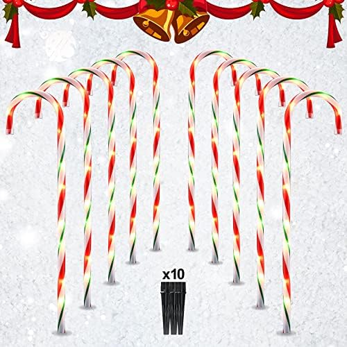 26-Inch Candy Cane Lights - 10 Pack Pathway Markers Christmas Decorations by PerPaiMe