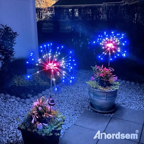 Anordsem Solar Lights Outdoor Waterproof: Garden Light Solar Powered for Yard Outside - LED Sparkler Fireworks Colorful Lighting Patio Decor 8 Pack - Gardening Gifts for Women Men Gardener - Image 6