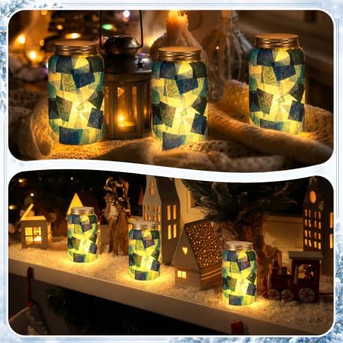 Qinyoung 12 Pcs Winter Mason Jar Craft Kits with LED Candle Lights - Image 4
