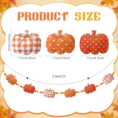 6.56 ft Fall Pumpkin Garland 3D Fabric Autumn Decor for Home - Image 2