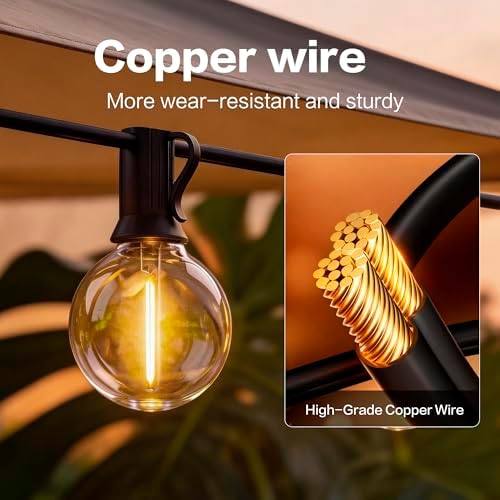 Outdoor String Lights 100FT with 50+2 G40 LED Bulbs, Shatterproof & Waterproof Patio Lights, Connectable Globe String Lights for Backyard Porch Deck Bistro Garden Party - Image 2