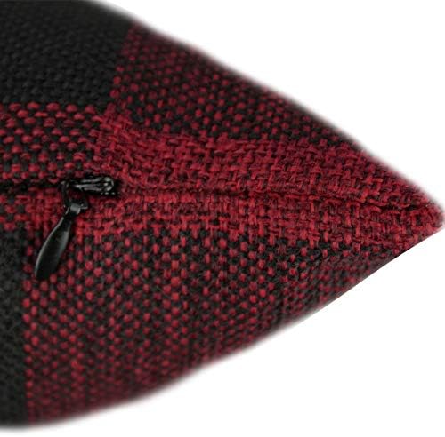 VAKADO 20x20 Set of 2 Red and Black Buffalo Plaid Throw Pillow Covers Farmhouse Christmas Check Decorative Cushion Cases Rustic Retro Home Decor for Couch Bed Sofa - Image 3