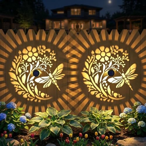 Gardsee Solar Fence Lights 6 Pack Solar Deck Lights Waterproof LED Solar Powered Step Light Wall Lights Outdoor Decorations Warm Yellow Light Decorative Lighting for Garden (Black 5) by Gardsee