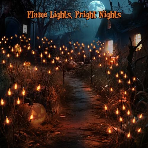 ODEETRONIC Halloween Pathway Lights, 3 Pack Orange Candle Stake Lights - Image 4