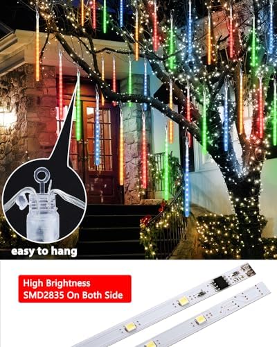 Christmas Lights 20 Tubes Multicolor Meteor Shower Icicle Lights 480 LED - Image 4