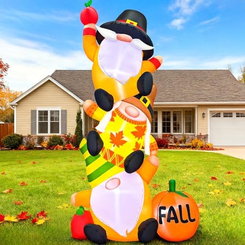 6FT Thanksgiving Inflatables Outdoor Decoration Inflatable Three Gnomes, Built in LED Lights Blow Up Yard Decorations for Fall Holiday Party Garden Lawn Décor by KOOY