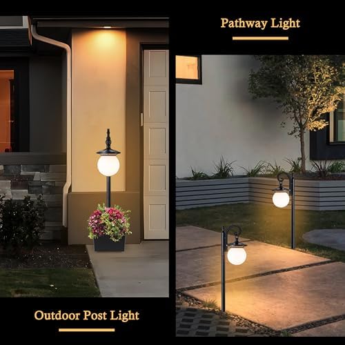 Solar Lamp Post Light with Planter and Globe Shade - Image 6