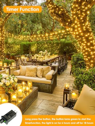 66FT 200 LED Fairy Lights Plug in, 8 Modes Twinkle Lights Warm White - Image 4