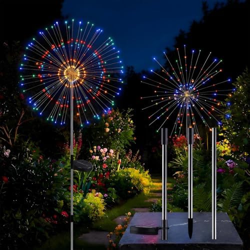 6-Pack Solar Firework Lights for Outside Waterproof Garden Fairy Lights by colcutee