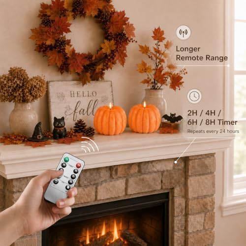 Fall Decorations for Home, Flameless Pumpkin Candles for Fall Decor - Image 4