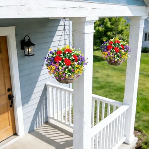 Hrobek Fake Artificial Silk Flowers for Outdoors with Realistic UV Resistant, Faux Plants for Outside Indoor, Home Patio Garden Back Yard Front Porch Decor Spring Summer(12 Bunches) - Image 7