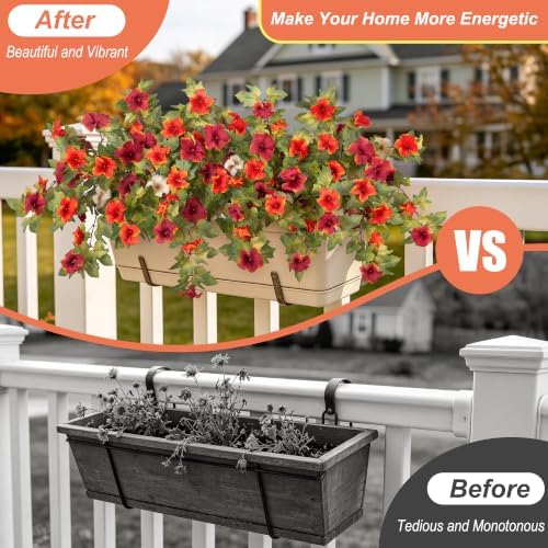 Ammyoo Artificial Fall Flowers Fake Petunias Plants for Outdoor Decoration - Image 5