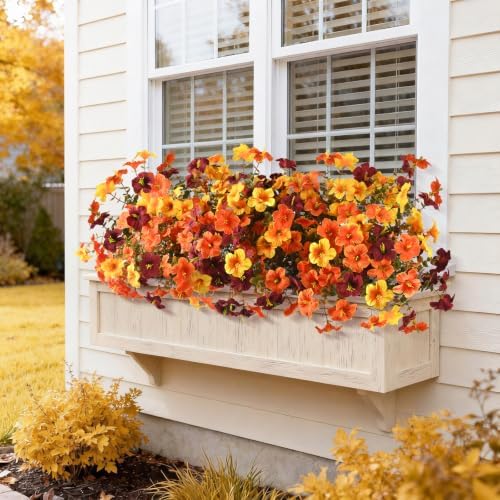 INQCMY 12 Pcs Artificial Petunias Fake Fall Flowers Outdoors UV Resistant - Image 5