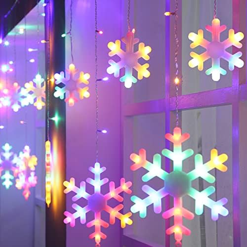 Toodour Christmas Snowflake Lights Outdoor, 17.22ft 264 LED Snowflake Icicle Lights with 22 Drops, Connectable, 8 Modes Waterproof Multicolor Christmas Light for Curtain, Eaves, Window, Xmas Decor - Image 5