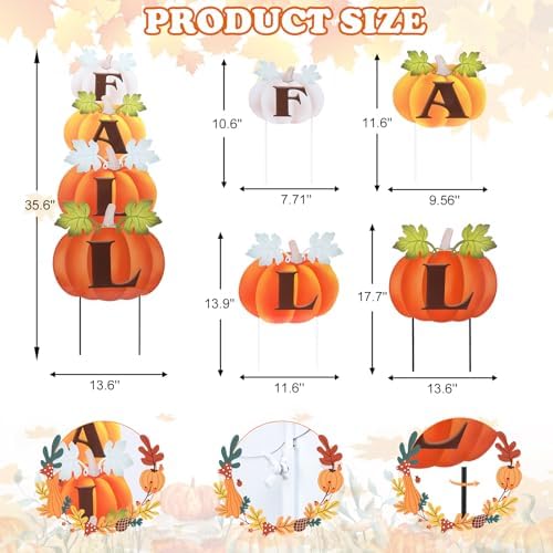 VCUTEKA Fall Outdoor Pumpkins Yard Sign Decor, Thanksgiving Garden Stake - Image 3