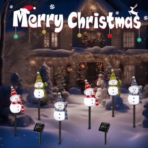 Solar Christmas Snowman Pathway Lights Outdoor Decoration, 6 Pack - Image 7