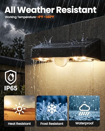 VOLISUN Motion Sensor Solar Fence Lights Outdoor 12 Pack, IP65 Waterproof, 3 Modes (High/Low/Steady-On) Dusk to Dawn Backyard Lights, 3000K Warm White Motion Sensor Outdoor Lights for Garden Yard Deck - Image 5