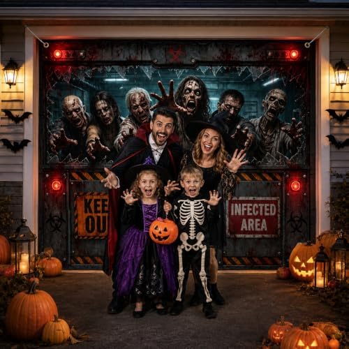 Halloween Garage Door Cover 8x7FT Zombie Containment Lab Outdoor Decor - Image 5