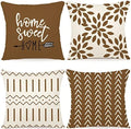 YCOLL Pillow Covers 16x16 Set of 4, Modern Sofa Throw Pillow Cover, Decorative Outdoor Linen Fabric Pillow Case for Couch Bed Car， Light Brown by PillowCoversExpert