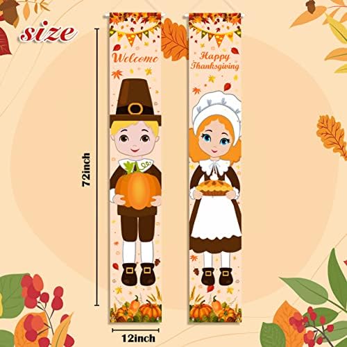 Thanksgiving Decorations Porch Banner Boy and Girl Porch Sign - Image 2