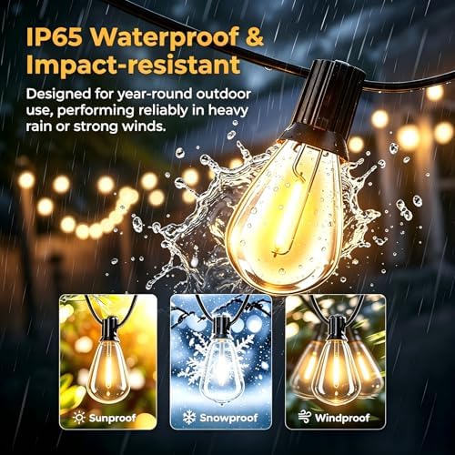 120FT Outdoor String Lights, LED Patio Lights with 30+2 Shatterproof S11 Edison Bulbs,Ultra Long Waterproof Hanging Lights for Backyard Deck Porch Party Decor Commercial Use 2700K - Image 3