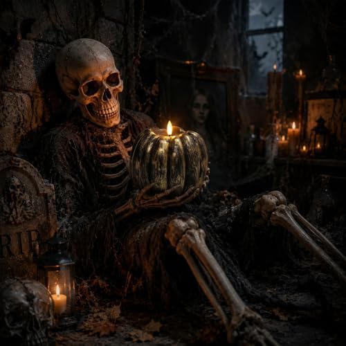Halloween Decorations Indoor, Large Flameless Pumpkin Candle, Black - Image 5