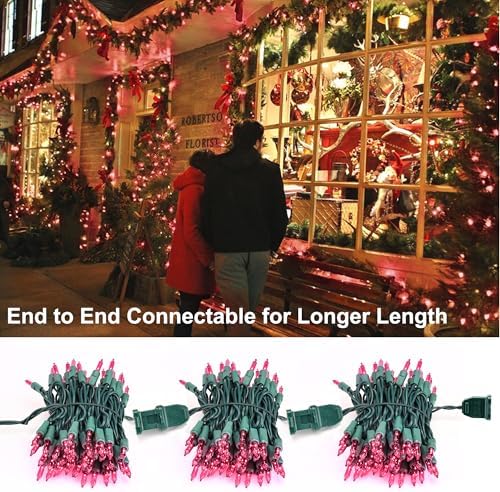 BrizLabs Pink Christmas Lights, 69.6ft 300 Count Incandescent String Lights - Image 2