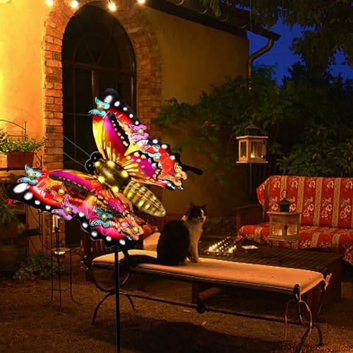 Solar Butterfly Lights Outdoor, Large 41" Metal Garden Decor Outdoor Lights - Image 5