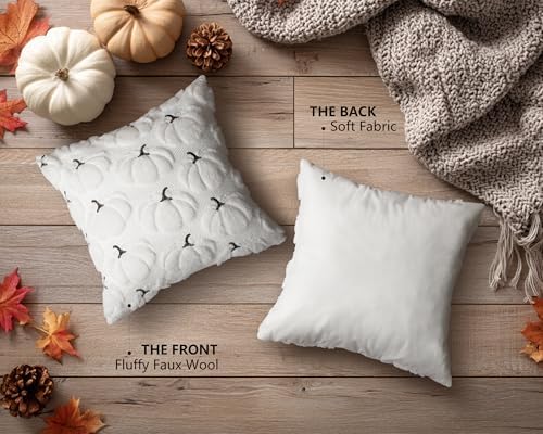 Fall Pillow Covers 20x20 Set of 2 White Pumpkin Decorations for Home - Image 6
