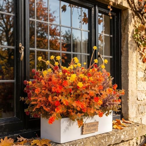 Hananona 48 Pcs Artificial Fall Flowers for Outdoors, Orange - Image 4