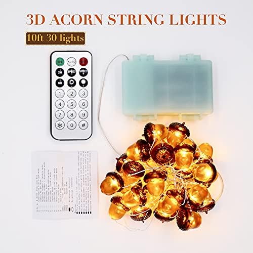 MIYA LIFE 3D Acorn Lights 10FT 30LEDs Fall String Lights with Acorn Ornaments Orange Fairy Lights Battery Operated for Cute Fall Decor Fall Favorites Home Decor - Image 3