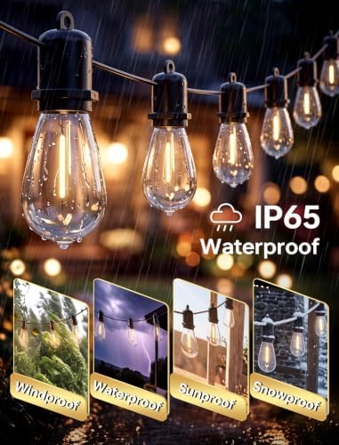 100FT Outdoor String Lights for Patio with 50+2 Shatterproof LED Bulbs - Image 3
