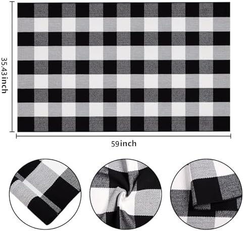 BUAGETUP Black White Outdoor Rug 3'x5' Fall Farmhouse Front Porch Mat - Image 2