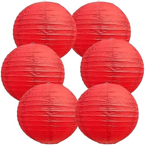 BEISHIDA 10 Inch Red Paper Lanterns 6 Packs Hanging Round Chinese Lantern by Beishida